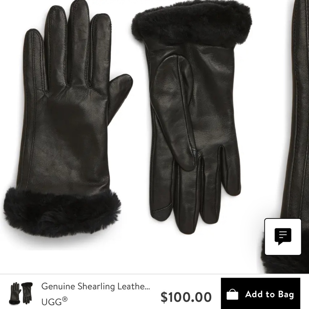 Ugg Genuine Shearling Leather Tech Gloves